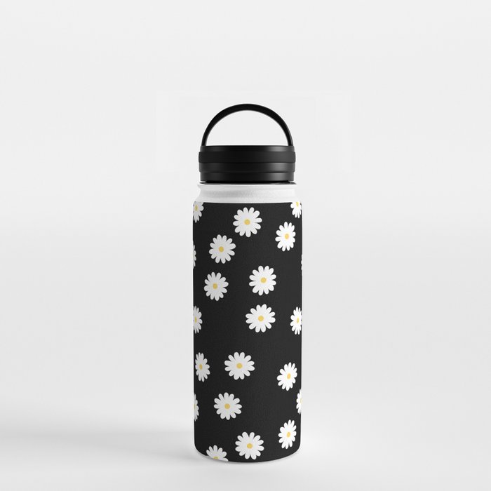 Black Flowers Water Bottle