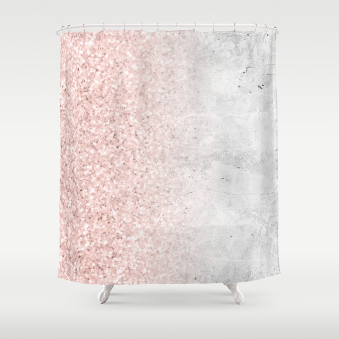 Blush Pink Sparkles On White And Gray Marble Shower Curtain By Naturemagick Society6