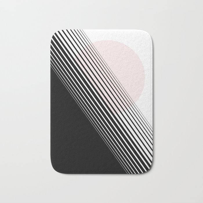 rising sun minimal japanese abstract white black blush pink bath mat