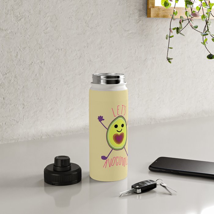 Let's Avocuddle Avocado Sports Drinks Water Bottle Love Valentines Day 