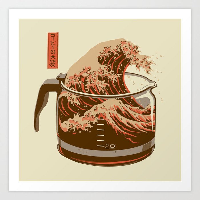 The Great Wave of Coffee light blend Art Print