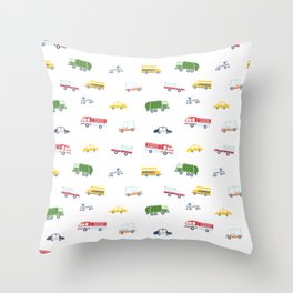 Cars and Trucks Collection Throw Pillow