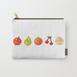 Fruits pixel art | Apple Pear Orange Cherry Peach | Version 2 Carry-All Pouch | Acnl, Pixelart, Newhorizon, Graphicdesign, Villager, Cute, Animal, Fruit, Newleaf, Cherry 
