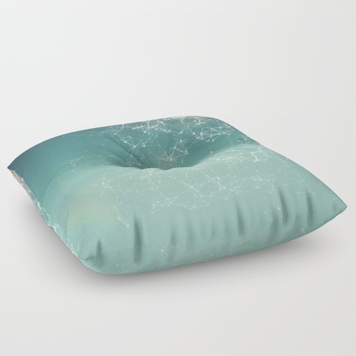 Fresh summer abstract background. Connecting dots, lens flare Floor Pillow