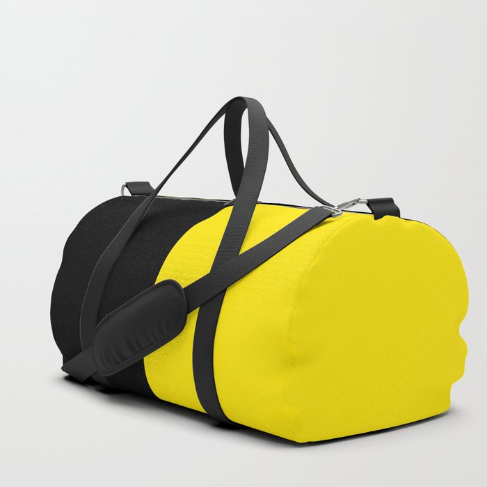 Black Bright Yellow Two Tone Color Block Duffle Bag