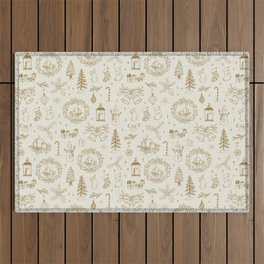 Christmas Toile // Vintage Sepia Outdoor Rug