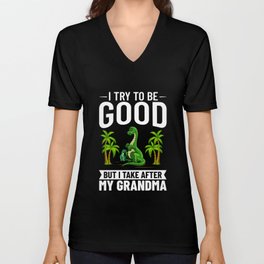 Dinosaur Grandma Saurus Grandmasaurus V Neck T Shirt