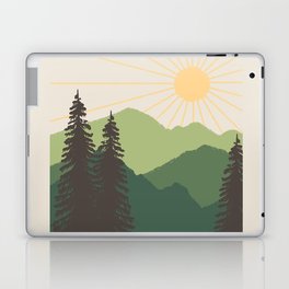 Sunny Mountain Morning in evergreen Laptop Skin