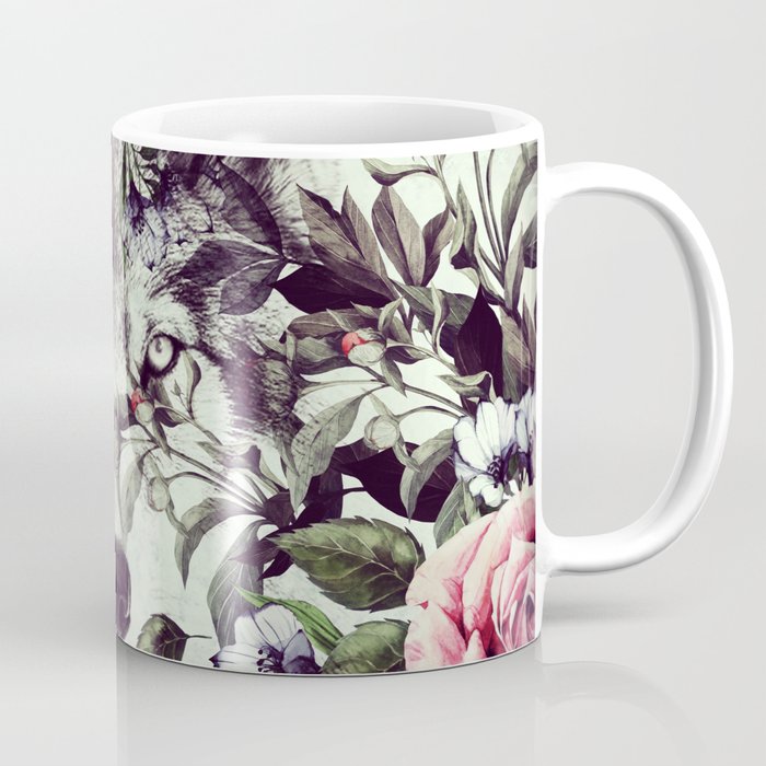 Floral Wolf Coffee Mug
