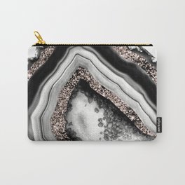 Agate Rose Gold Glitter Glam #4 (Faux Glitter) #gem #decor #art #society6 Carry-All Pouch