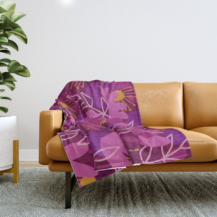 Abstract Florals in Purple Throw Blanket