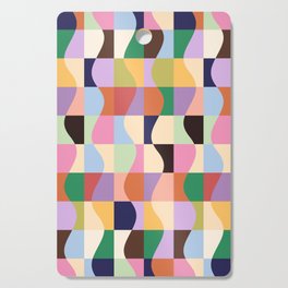 Retro Colorful Wavy Checkerboard Cutting Board