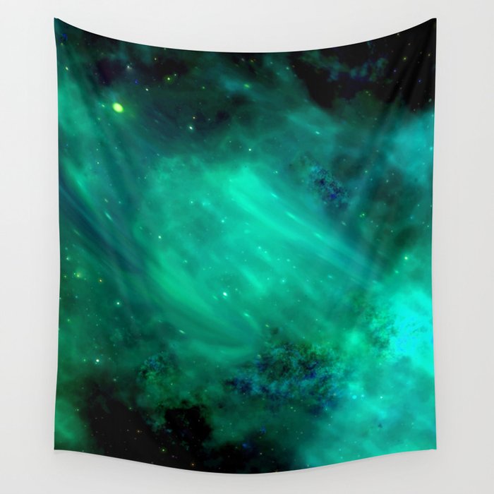 Teal Blue Indigo Sky, Stars, Space, Universe, Photography Wall Tapestry
