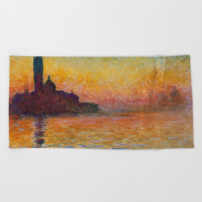 San Giorgio Maggiore by Twilight by Claude Monet Beach Towel