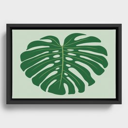 Green Monstera Leaf Framed Canvas