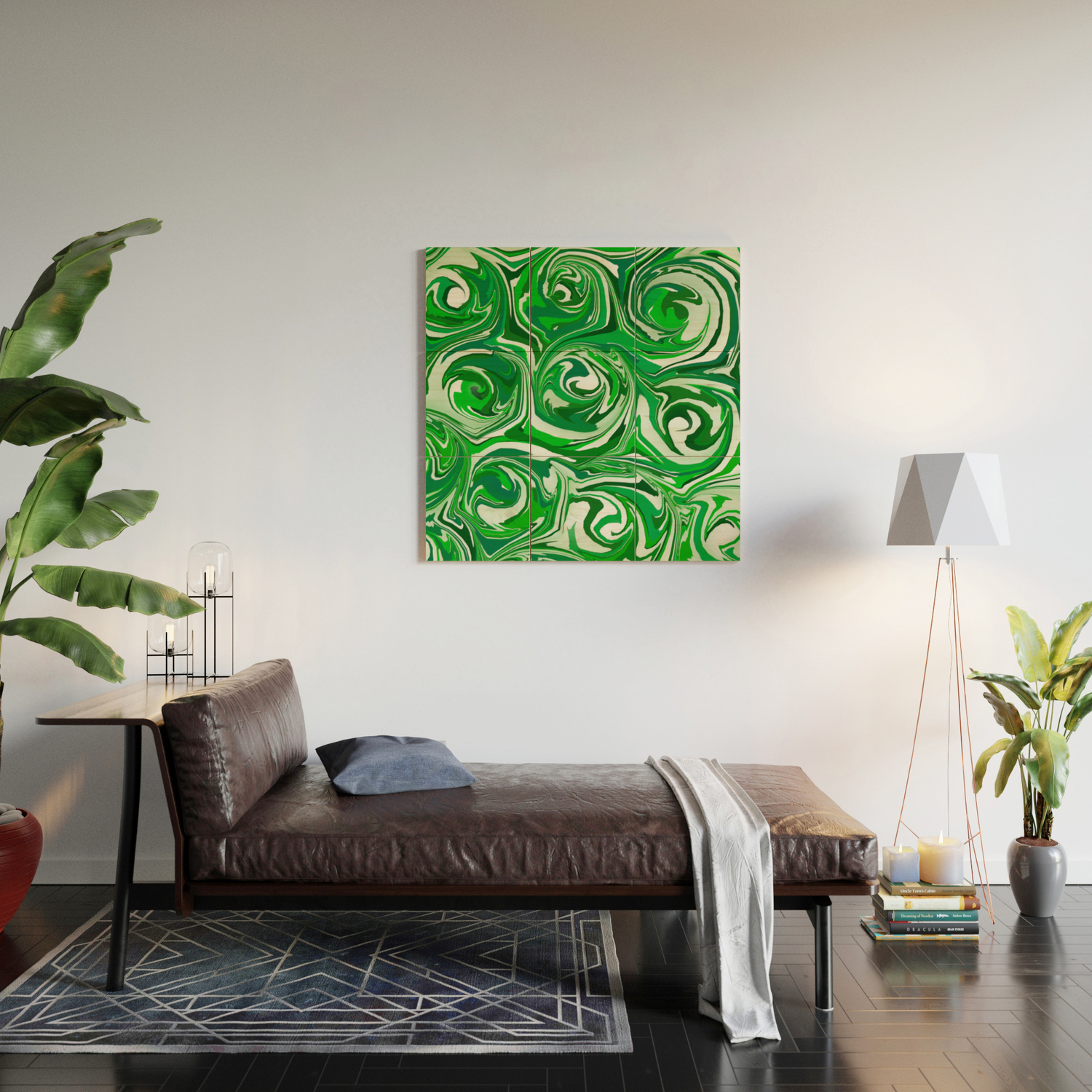 Emerald Green Green Apple And White Paint Swirls Wood Wall Art By Abstractcolor