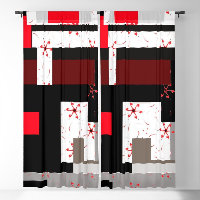 Red Grey Black White Fl Geometric, Red And White Geometric Curtains