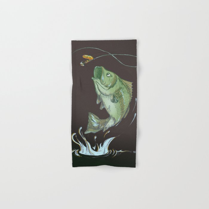 Largemouth Bass Jumping Out Of Water At Night // Spinner lure // Splashing  Water // Fish On! Hand & Bath Towel