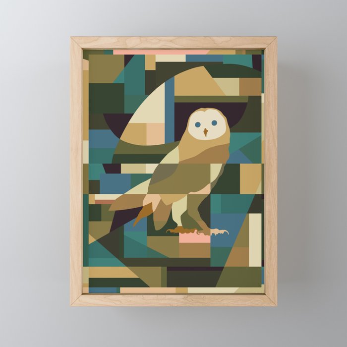 Barn Owl - Geometric Abstract Framed Mini Art Print