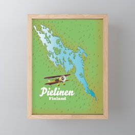 Pielinen Lake Finland map Framed Mini Art Print