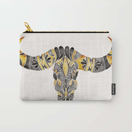 Water Buffalo Skull – Black & Yellow Carry-All Pouch
