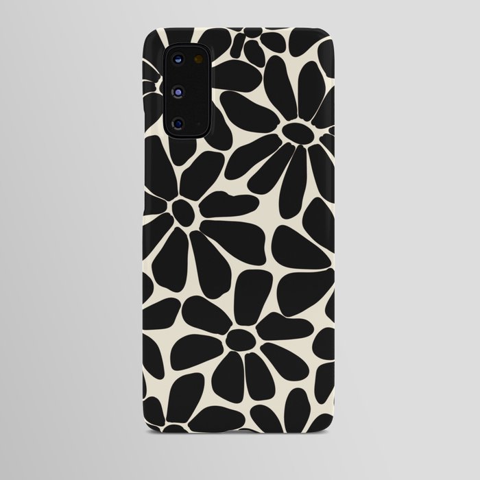 Black and White Retro Floral Art Print  Android Case