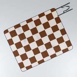 Brown + Tan Hand-Painted Checker Picnic Blanket