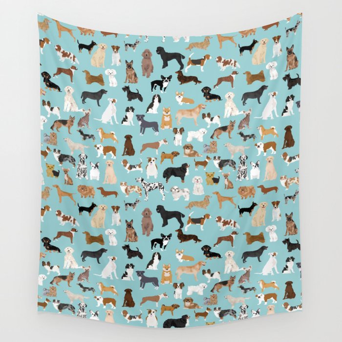 Dogs pattern print must have gifts for dog person mint dog breeds Wall Tapestry