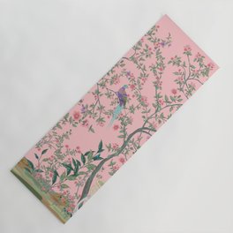 Chinoiserie Pink Fresco Floral Garden Birds Oriental Botanical Yoga Mat