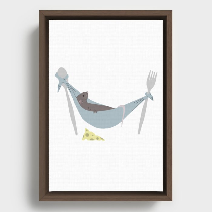Napping Rat Framed Canvas