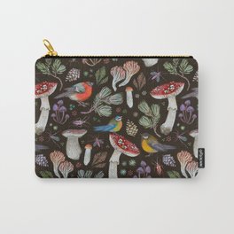 Forest Carry-All Pouch | Nature, Mushrooms, Plants, Pattern, Woodland, Coloredpencils, Mushroom, Woods, Bird, Birds 