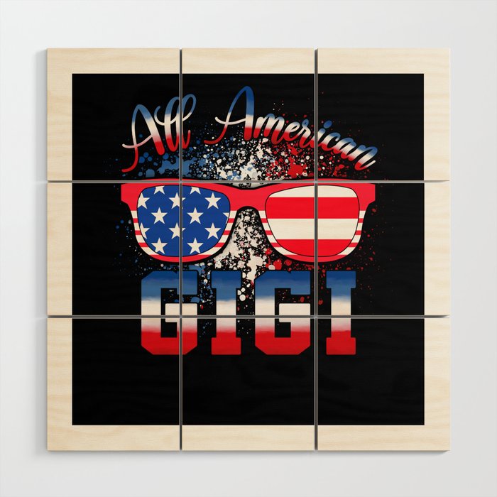 All american Gigi US flag 4th of July Wood Wall Art