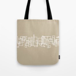 Architecture Stripe - Mid Century Modern Minimalist Geometric Pattern in White and Neutral Flax Solid Tote Bag
