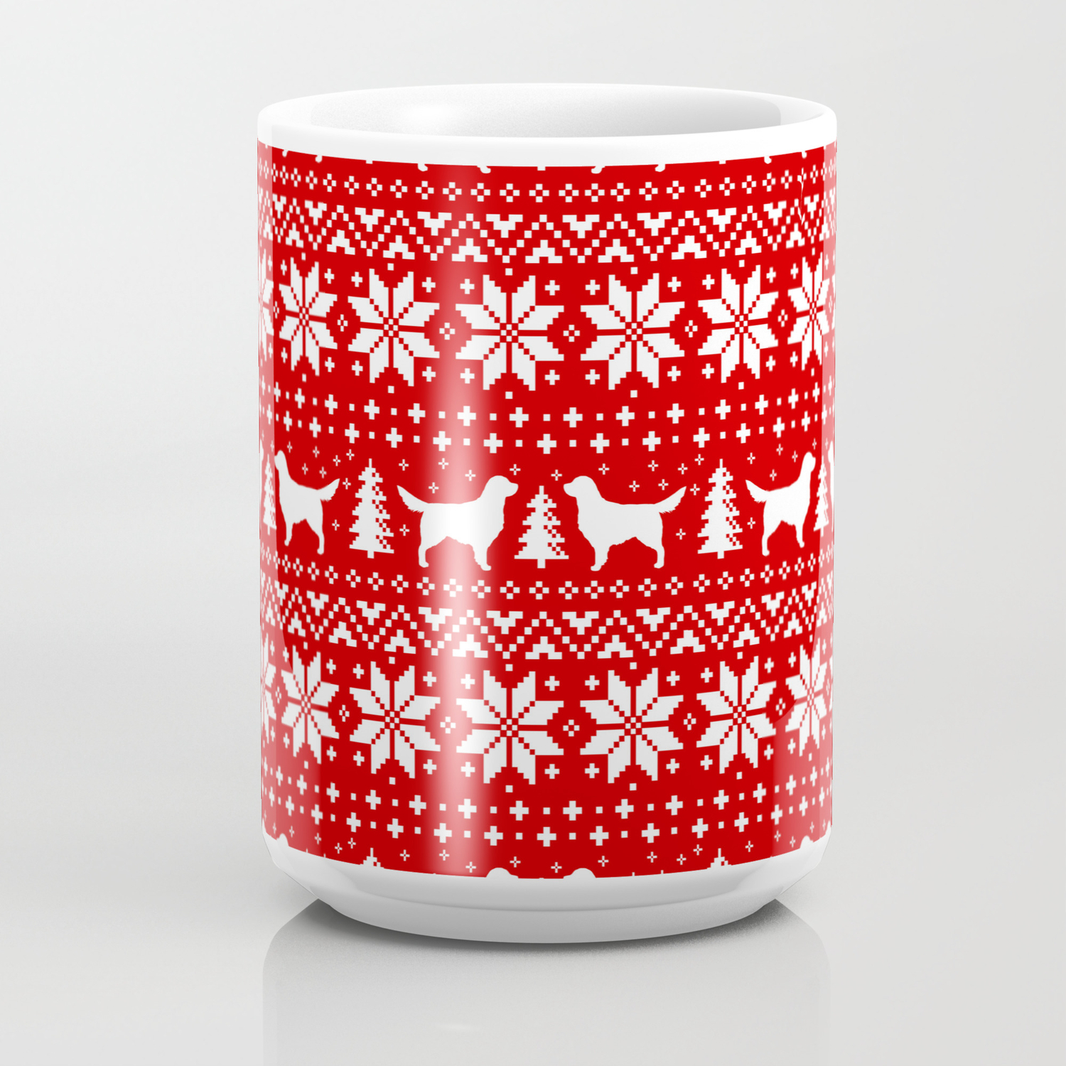 Golden Retriever Silhouettes Christmas Holiday Pattern Coffee Mug By Mylifeisacartoon Society6