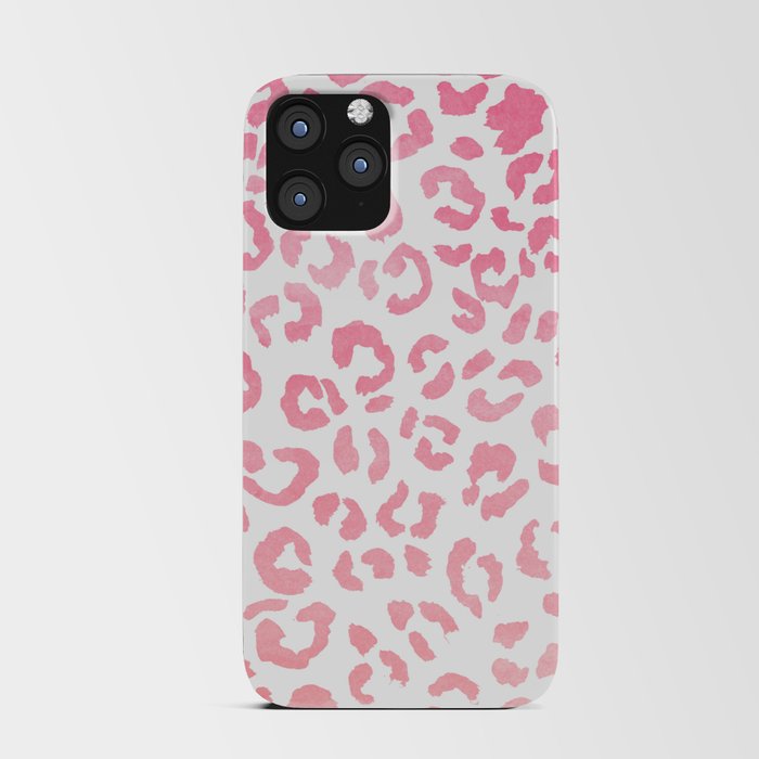 Modern girly pink ombre watercolor leopard pattern iPhone Card Case