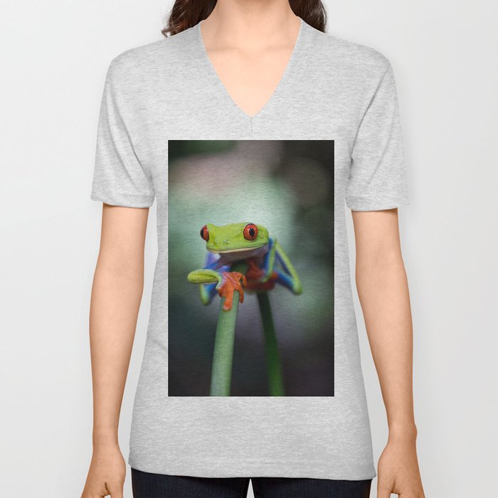 Costa Rican Tree Frog V Neck T Shirt