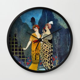 Les Modes, Art Deco Women in Poiret Evening Wear Roaring Twenties portrait painting - George Barbier Wall Clock