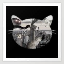 ApoCATlypse Art Print | Graphicdesign, Digital, City, Apocalypse, Town, Funny, Cat 