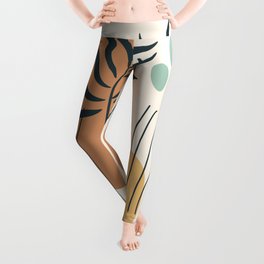 Abstract Minimalist Background With Palm Leaf Leggings