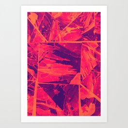 Triangular Rainbow Abstract Collage Orange and Pink Version Art Print