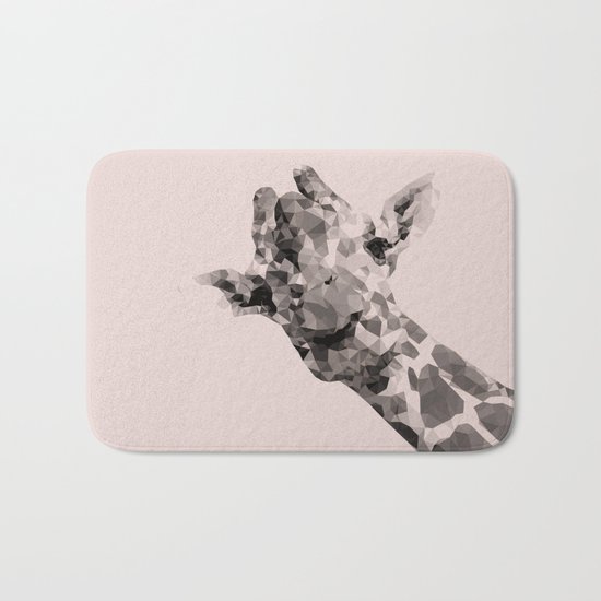 Little giraffe in pink Bath Mat