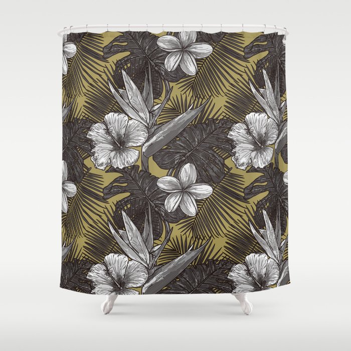 Tropical Floral Pattern Shower Curtain