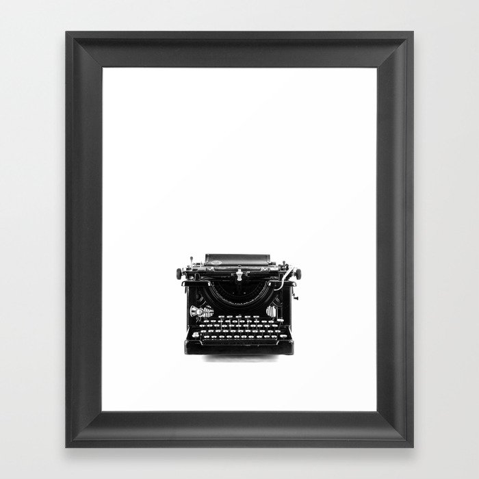 Vintage Typewriter Black and White Photography Framed Art Print