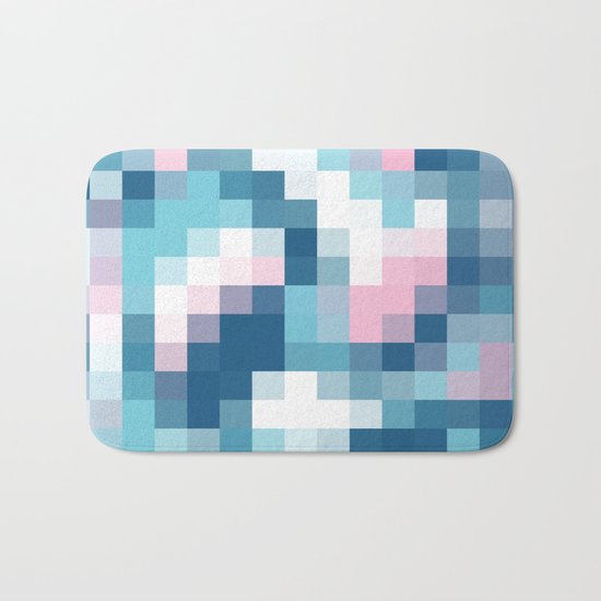 Mat Map Squares Aqua Bath Mat