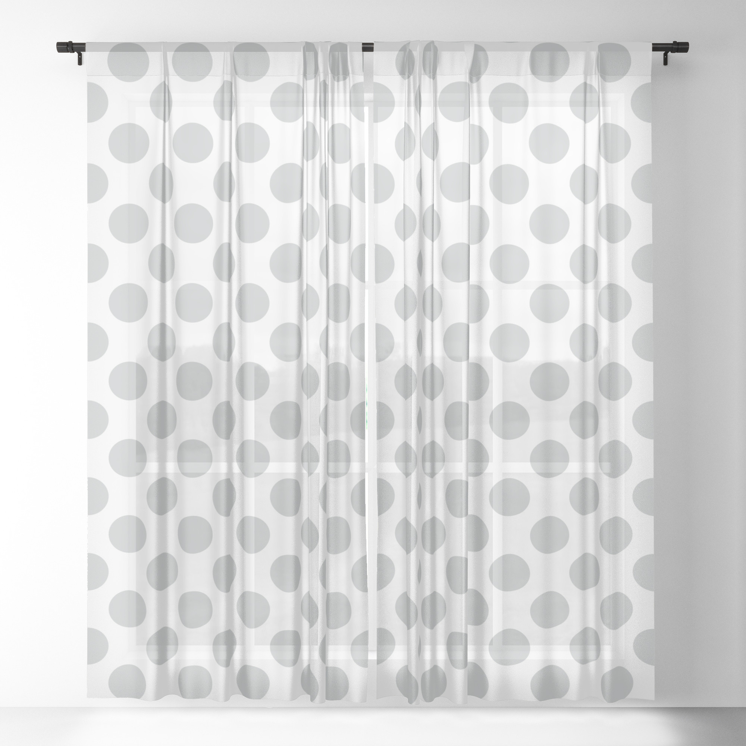 Light Grey Polka Dots Pattern Sheer Curtain By Coolfunawesometime