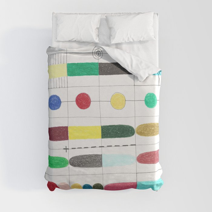Colorful path. Abstract geometric colorful grid colored pencil whimsical original drawing of mysterious snake. Duvet Cover