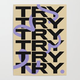 Try Try Try Again Purple and Sepia Colourway Poster