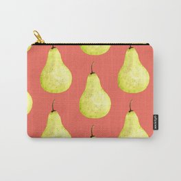 Watercolor Pears on Coral Carry-All Pouch