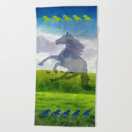 Horse fantasy Beach Towel