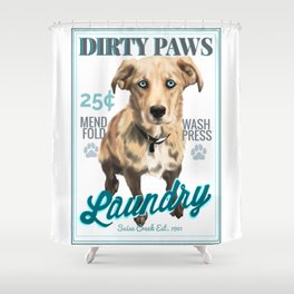Dirty Paws Laundry Shower Curtain